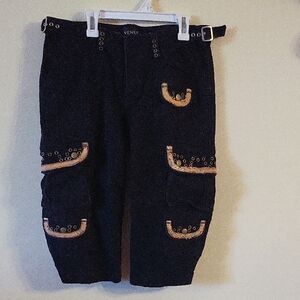 VENUS Black and Tan Cargo Capri.  As Is.